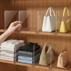 OKPOW Shelf Dividers for Closet Organization: 8" Tall X 12" Deep Acrylic Clear Sturdy Separators for Clothes Purse - Adjustab