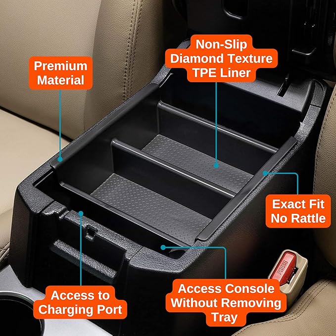 Vehicle OCD - Center Console Organizer Tray for Toyota 4Runner (2010-2024) and Kia Telluride (2020-2026) - Made in USA - SLX124