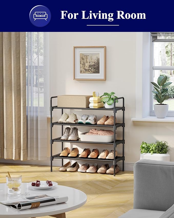 Kitsure Shoe Rack for Closet, Shoe Organizer for Front Door Entrance, Stackable Shoe Shelf, Detachable Closet Organizers and 