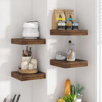 Axeman Square Floating Shelves for Wall, 8" W x 8" D x 1.4" H Rustic Wooden Wall Shelves, 4 Pack Wall Mounted Floating Shelf 
