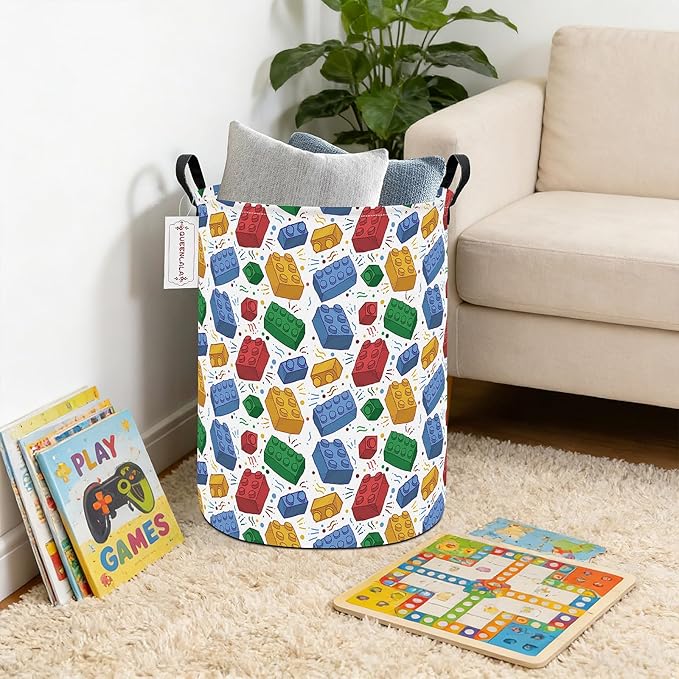 QUEENLALA Large Storage Basket,Laundry Hamper/Bathroom/Home Decor/Collapsible Round Storage Bin,Boys and Girls Hamper/Boxes/C