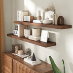 55 Inch Floating Shelves for Wall, 8 Inch Deep Floating Shelf for Storage & Display, Rustic Wall Mounted Shelf with Invisible