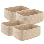 OIASKET 4 Pack Small Storage Shelf Baskets for Organizing, Mini Woven Rope Storage Bins for Towels, Cute Decorative Closet Or