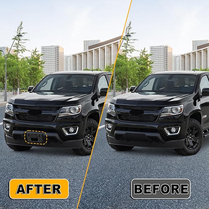 Front Bumper License Plate Frame Bracket Compatible with Chevy Colorado/GMC Canyon 2015 2016 2017 2018 2019 2020, Black Licen