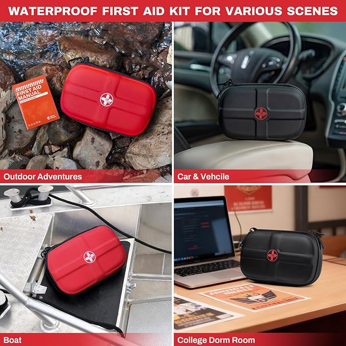RHINO RESCUE EVA First Aid Kit, Small Waterproof Backpack Emergency Hiking First Aid Kit for Backpacking, Medical Kit for Tra