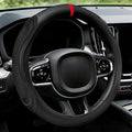 XCBYT Steering Wheel Cover - Black Leather Steering Wheel Wrap Great Grip with 3D Honeycomb Quick and Effortless Installation