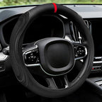 XCBYT Steering Wheel Cover - Black Leather Steering Wheel Wrap Great Grip with 3D Honeycomb Quick and Effortless Installation