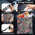 Car Trash Bag Large Hanging Can for Back of Seat, Cute Waterproof Car Garbage Bag for Vehicle, Travelling, Outdoor Cute Colorful Flower