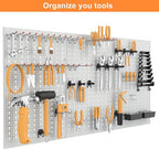 WALMANN Metal Pegboard Tool Organizer Boards with Pegboard Hooks, 24x48 in Tools Organizer Pegboard for Garage, Workbench, Pe