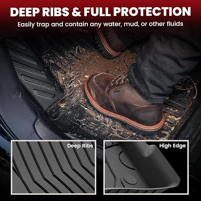 LASFIT Floor Mats for Mercedes Benz C Class 2026 2025 2024 2023 2022 C300 / C43 AMG / C63 AMG S E (Fit Sedan Only), All Weather TPE Floor Liners for C Class Car Mats, 1st & 2nd Row Set