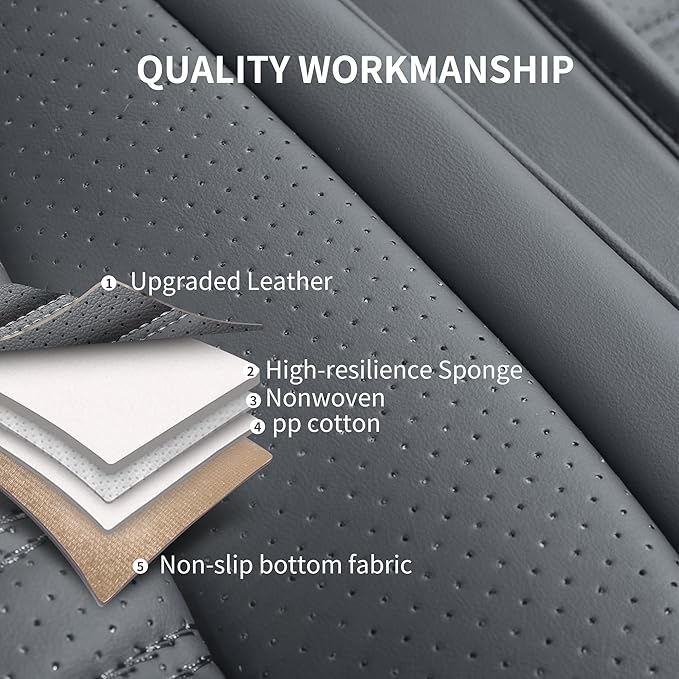 Leather Car Seat Covers, Waterproof Horizontal Stripes Front and Rear Car Seat Cover, Breathable Automotive Seat Covers for S