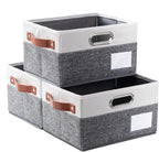 PRANDOM Foldable Storage Bins with Handles [3-Pack] Fabric Collapsible Storage Boxes Baskets Cubes Containers with Handles fo