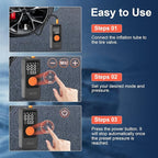 BEVA Tire Inflator Portable Air Compressor, 4X Faster Inflation Air Pump with Digital Pressure Gauge, 150PSI Cordless Tire Inflator with LED Light for Car, Electric Bikes, Motorcycle, Bike, Ball