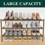 Smiry Long Bamboo Shoe Rack 3-Tier, Stackable Wooden Shoe Organizer for Entryway & Closet, Free Standing Wood Shoe Storage Sh