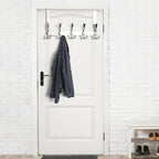 Dseap Over The Door Hook Hanger - Fits 1 3/8" to 1 3/4" Standard Doors | 5 Tri Hooks Heavy Duty Towel/Coat Rack | Door Organi