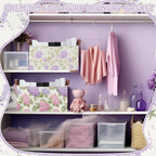 Boao 3 Pcs Purple Floral Storage Bin Wildflowers Collapsible Large Storage Baskets for Gifts Canvas Laundry Basket Foldable B