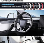Steering Wheel Cover for Tesla Model 3 Highland(2024-Present)/ Model Y Juniper(2025-Present),Anti-Slip,Comfortable Grip,Breathable,Customized for Tesla Model 3/Y Accessories,Matte Black