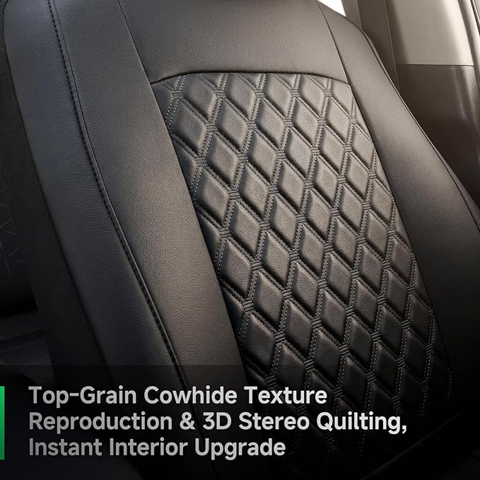 GIANT PANDA 2PCS Front Car Seat Cover for Toyota Rav4 Camry Highlander Corolla Prius Corolla Cross Venza Avalon, Faux Leather