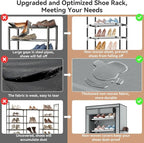 ROJASOP Shoe Rack with Covers 10 Tier Large Shoe Organizer Tall Shoe Closet Storage for 20-22 Pairs Shoe and Boot, Free Stand
