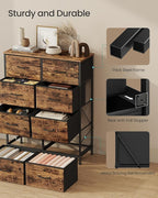 SONGMICS Dresser for Bedroom, Chest of Drawers, Steel, MDF, 8 Non-Woven Fabric Drawers, Storage Organizer Unit, Closet, Entry