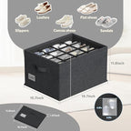 2 Pack Shoe Organizer for Closet, Fits 16-32 Pairs Fabric Shoe Storage Bins Large Shoe Box Storage Containers with Bottom Sup