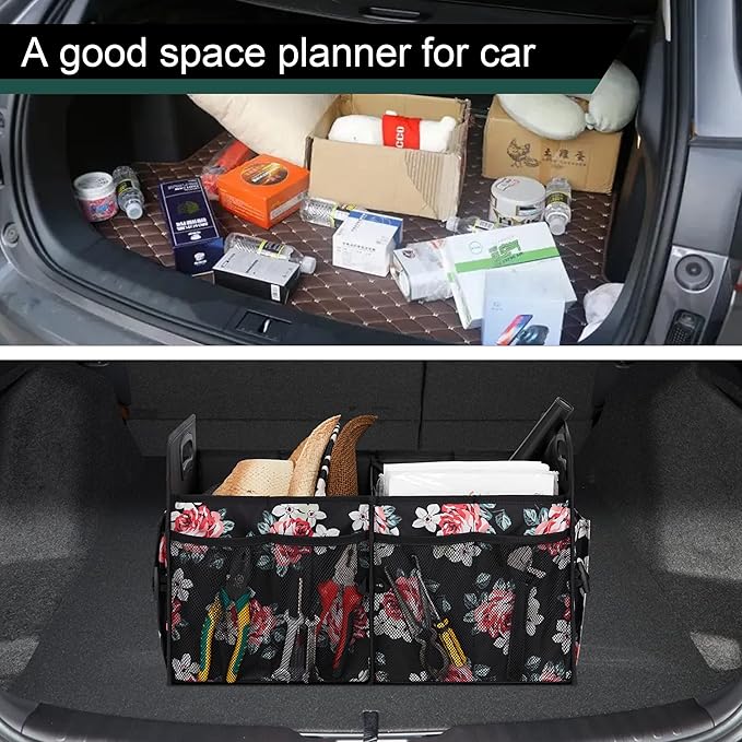 Femuar Car Trunk Organizer,Car Storage Organizer with 72L Large Capacity Waterproof Collapsible and 11 Pockets,Trunk Organizer