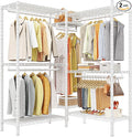 Raybee Clothes Rack, Clothing Racks for Hanging Clothes, L Shaped Clothing Rack for Corner 900LBS Heavy Duty Clothes Rack Gar