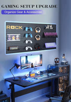 Pegboard Wall Organizer Set – 4 Peg Boards with Hooks & Shelves – Office, Kitchen, Gaming Room Desk Pegboard Storage – Peg Bo