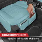 Motor Trend Seat Covers for Cars Trucks SUV, Faux Leather 2-Pack Mint Padded Car Seat Covers with Storage Pockets, Premium In