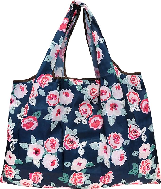 allydrew Large Foldable Tote Nylon Reusable Grocery Bags, 5 Pack