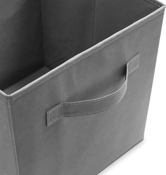 Casafield Set of 6 Collapsible Fabric Cube Storage Bins, Gray - 11" Foldable Cloth Baskets for Shelves, Cubby Organizers & Mo