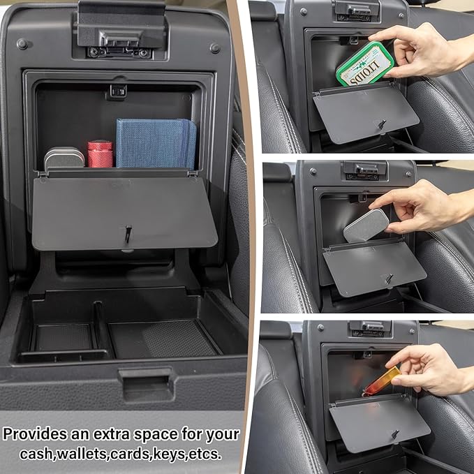 JKCOVER Center Console Hidden Organizer Compatible with Toyota 4Runner 2025 2026 Box Accessories Armrest Secret Compartment One-Touch Hidden Storage Box