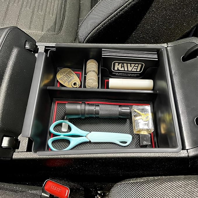Center Console Organizer Compatible with 2022-2024 Hyundai Tucson & Santa Cruz 2022-2025 Interior Accessories Armrest Storage Box Insert Tray (Not for 2025 Limited/Hybrid/Plug-in Hybrid) Red