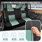 BDK PolyPro Car Seat Covers Full Set in Mint on Black – Front and Rear Split Bench Seat Covers Accessories for Auto Trucks Va