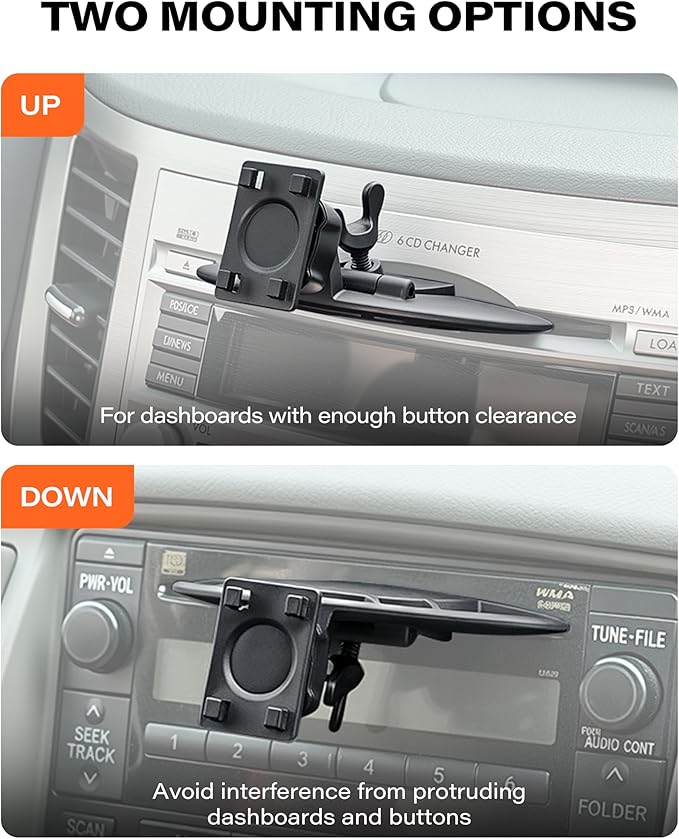 1Zero CD Slot Mount for CarPlay Screen, 360° Rotation Tool-Free Installation CarPlay CD Mount Compatible with 7-11 Inch Portable Car Play Screens & GPS Navigation