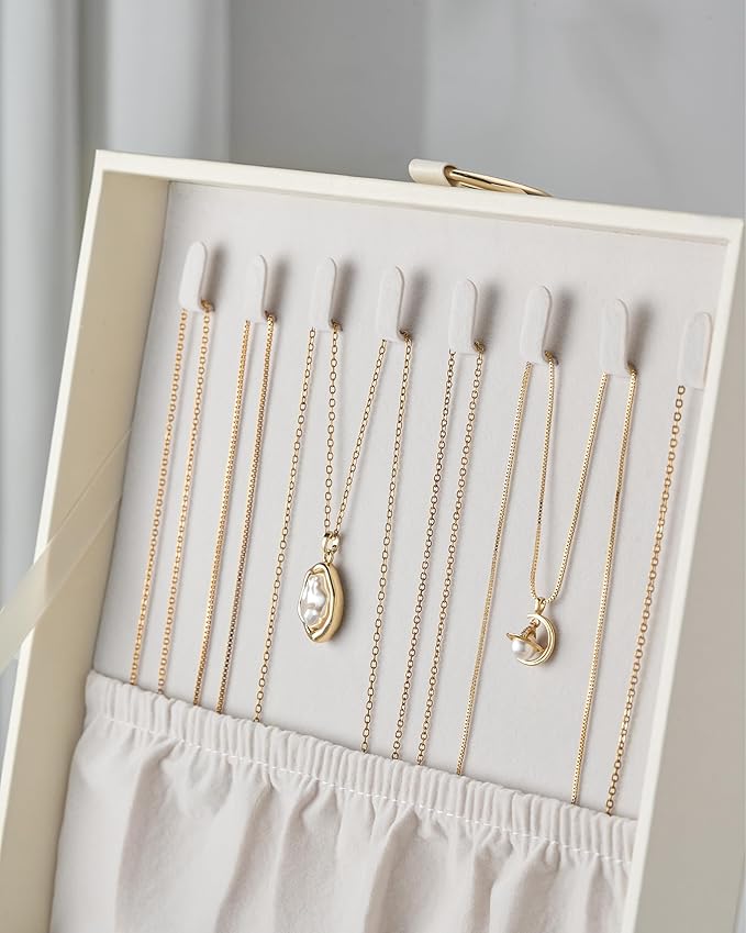 pickpiff 2 Layer Jewelry Box Organizer for Women, Jewelry Organizer with Handle & Removable Tray, Necklace Holder Ring Earrin