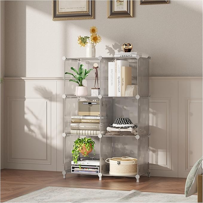 UNKU Cube Storage Organizer, 6 Cube Closet Organizer Storage Shelves, DIY Stackable Bookcase, Clothes Organizer Shelf for Clo