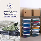HOMZ 10-Pack Snaplock, Small Clear Plastic Storage Organizer Bins w/ Lids, 6 Quart, White - Stackable Container Boxes for Bed