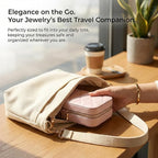 Travel Jewelry Case with Mirror, Quilted Small Jewelry Box Organizer for Women Girls, Portable Earring Necklace Bracelet Ring