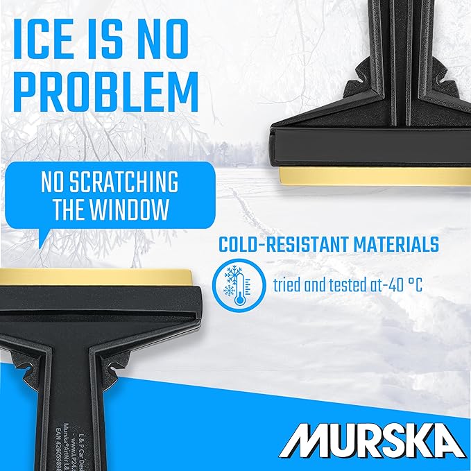 Car Ice Scraper Brass Blade - fast, easy & efficient - [ 2 Pack ] Brass Ice Scraper for Car - Ice Scrapers for Car Windshield Ice Scraper - Original Murska from Europe - for Winter - A054-2 Black