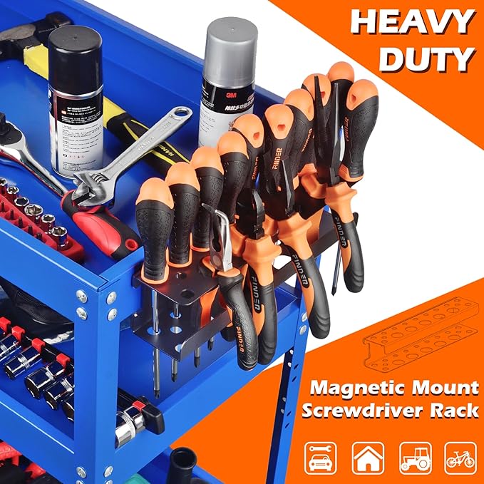 MUTUACTOR Screwdriver Organizer Rack Heavy Duty,Magnetic Mount Screwdriver Holder Plier Organizer,Magnetic Tool Holder Storag