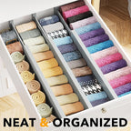 SpaceAid Bamboo Dresser Drawer Dividers 6 Pack, 4.65“ High Adjustable 17“-22” Drawer Organizers, Expandable Organization for 