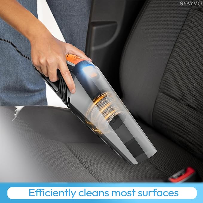 SYAYVO Portable Car Vacuum Cleaner - 8000PA/100W/DC12V Corded Vacuum Cleaner Handheld Vacuum with Attachments, LED Light Clea