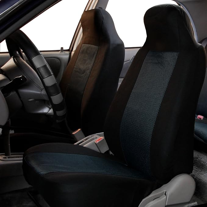 FH Group All Purpose Flat Cloth Car Seat Covers for Bucket Seats, 2 Piece Universal Fit, Washable Seat Covers for SUV, Sedan,