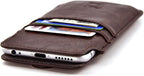 Dockem Provincial Wallet Sleeve for iPhone SE 2/3, 12/13 Mini, 8, 7, 6, 6S (5.4/4.7 inch) – Vintage Vegan Leather Pouch Cover with 2 Card Holder Slots [Brown]