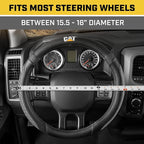 CAT® DuraGrip Car Steering Wheel Cover, Gray Tire Tread Traction Design, Auto Steering Wheel Cover for Cars Trucks Vans SUVs, Improve Grip and Control, Durable Comfortable - Large 15"-16" Inches