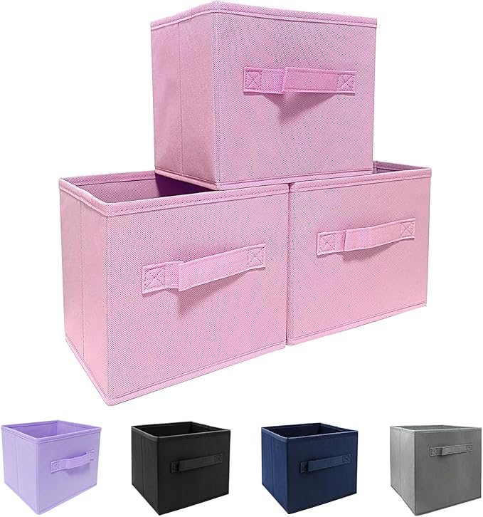 EBIGIC Storage bins collapsible storage bins,cube storage organizer （Pack of 3） 10.5 * 10.5 * 11 inch,For home and office Col