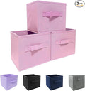 EBIGIC Pink Storage Bins 3Pack 9.0"x7.5"x7.5" Fabirc Foldable Closet Toy Organizer Collapsible Cloth