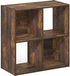 Furinno PELLI Book Shelf, 4 Cube Bookshelf with Open Back & Closed Back Cubes, 2 x 2 Storage Organizer Cabinet, 11.6 x 24.2 x