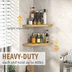 Corner Shelf Wall Mount, Floating Corner Shelves, Set of 2 Corner Wall Shelf Organizer, Rustic Wood Wall Storage Display Shel